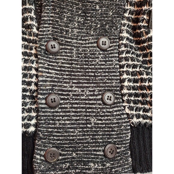 Men's Vintage Gabrielle Boxy Cardigan Sweater Black White Small - Picture 4 of 7